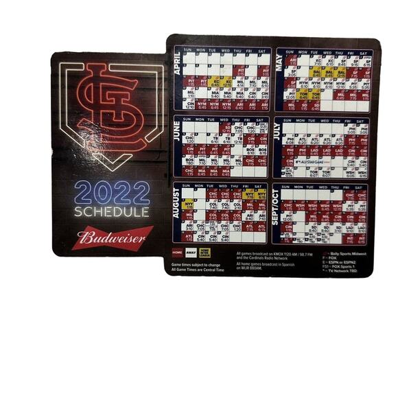 2022 Cards vs Pirates Bud Magnet‎ Schedule Opening Day April 7, ST. Louis MLB - Picture 2 of 5